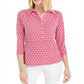 Charter Club Women's Printed 3/4-Sleeve Knit Top Pink Size Medium