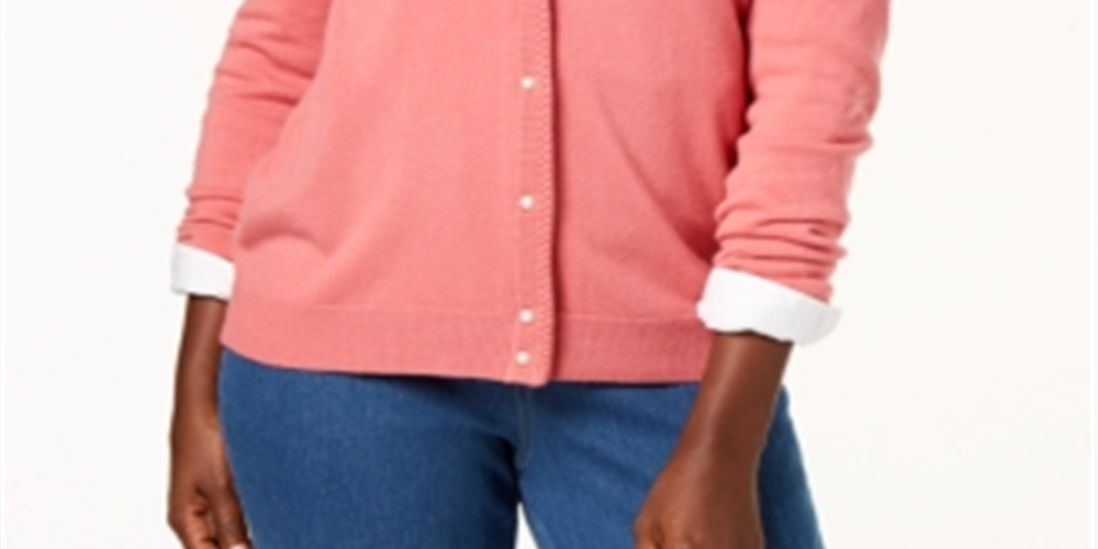 Karen Scott Women's Solid Long Sleeve with Buttons Button up Top Pink Size Petite Small