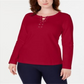 Karen Scott Women's Sport Lace-up Sweatshirt Red Size Medium