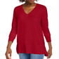 Maison Jules Women's V-Neck Sweater Red Size X-Large