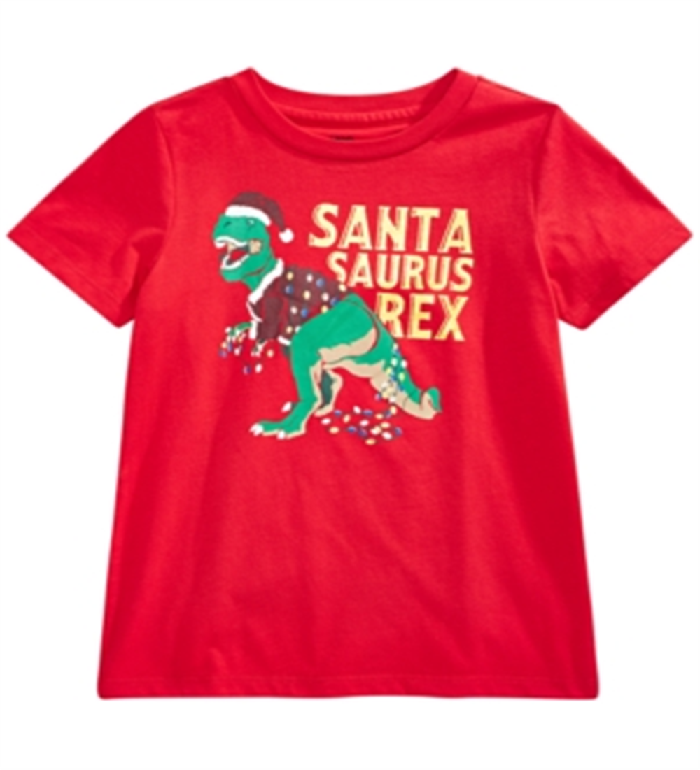 Epic Threads Toddler Boy's Santa Saurus-Print T-Shirt Red Size 3