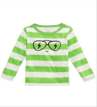 First Impressions Baby Boy's Striped Face-Print Cotton T-Shirt Green Size 6-9MOS