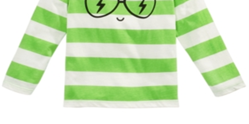 First Impressions Baby Boy's Striped Face-Print Cotton T-Shirt Green Size 6-9MOS