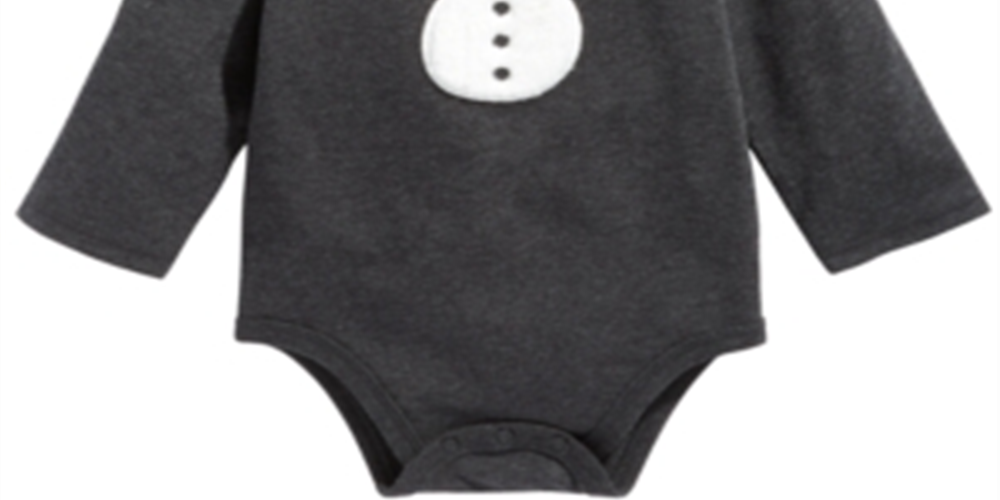 First Impressions Baby Boy's Long-Sleeve Snowman Bodysuit Gray Size 0-3 MONTHS