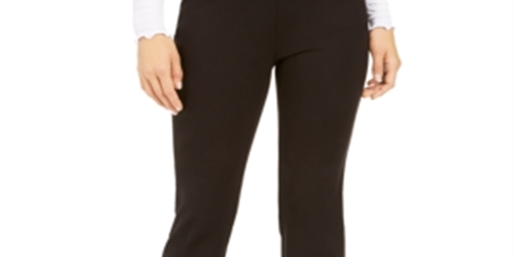 Alfani Women's Metallic-Hem Ankle Pants Black Size 12 Petite