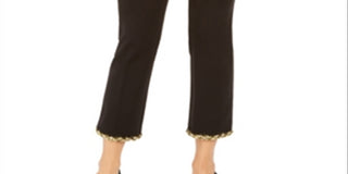 Alfani Women's Metallic-Hem Ankle Pants Black Size 12 Petite