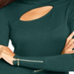 Thalia Sodi Women's Cutout Mock-Neck Sweater Green Size X-Large