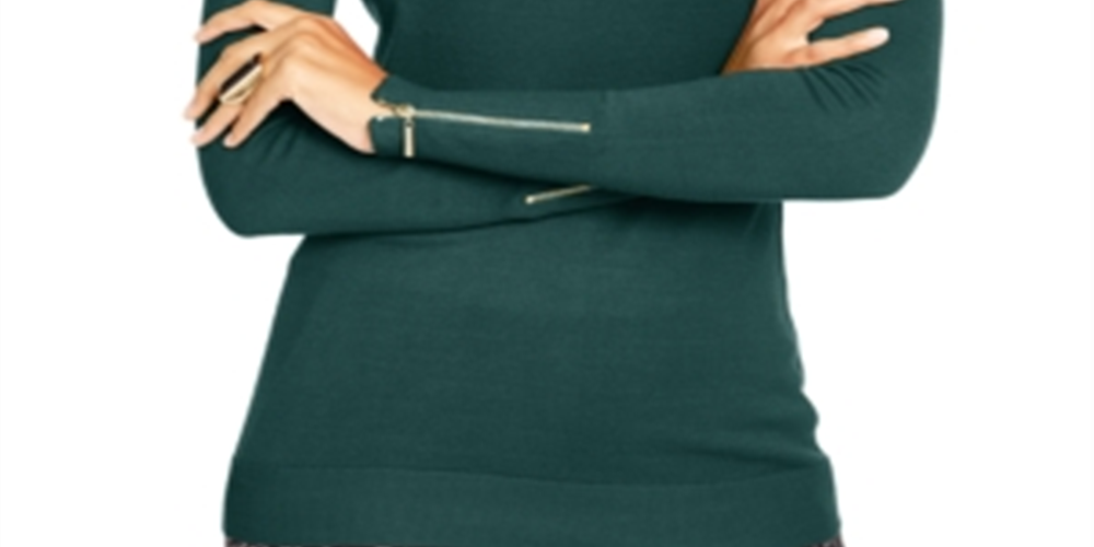 Thalia Sodi Women's Cutout Mock-Neck Sweater Green Size X-Large