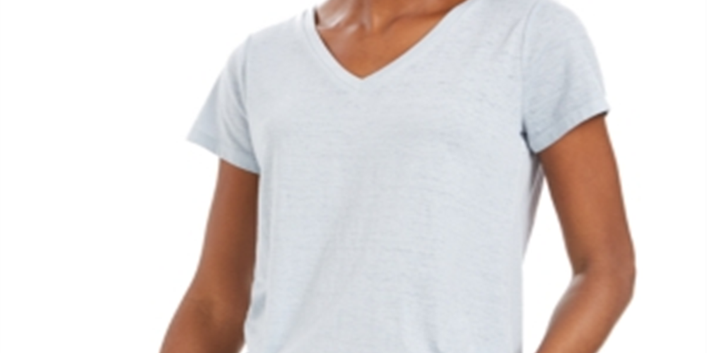 Style & Co Women's Burnout V-Neck T-Shirt Blue Size Small