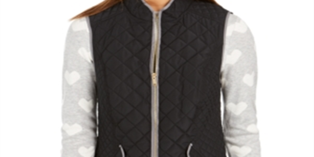 Charter Club Women's Quilted Stand-Collar Vest Black Size X-Small