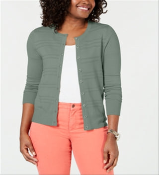 Charter Club Women's Textured Cardigan Green Green Size X-Small