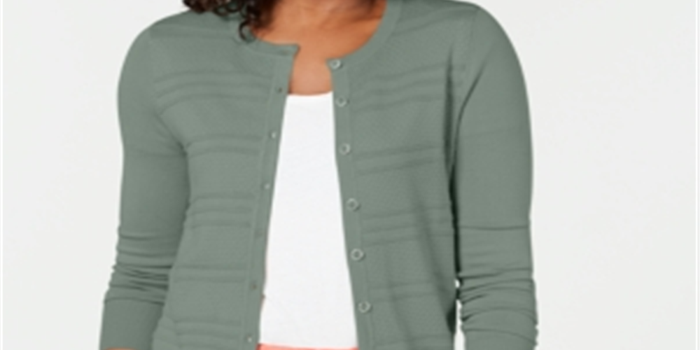 Charter Club Women's Textured Cardigan Green Green Size X-Small