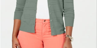 Charter Club Women's Textured Cardigan Green Green Size X-Small