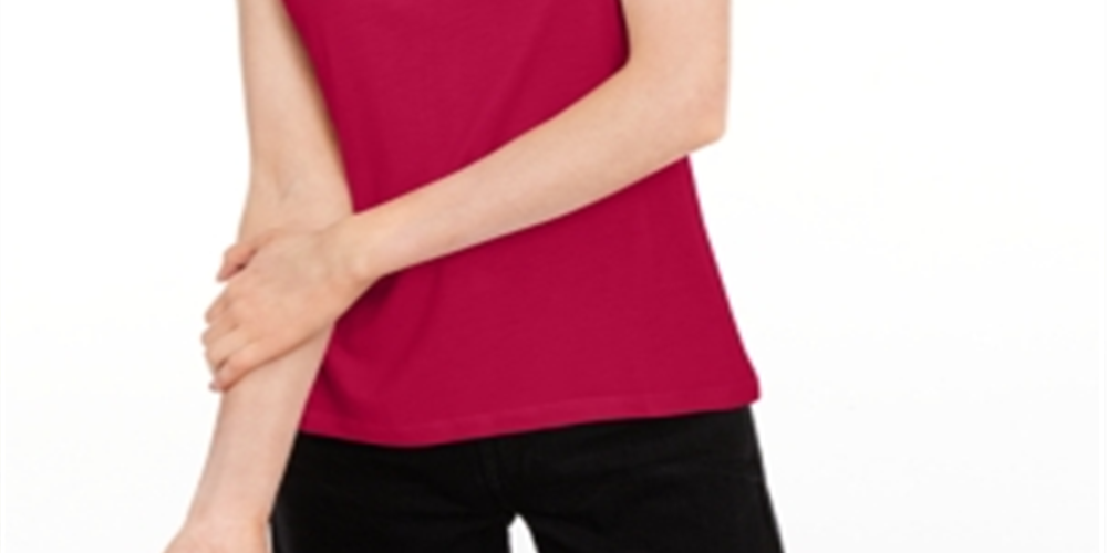 Maison Jules Women's Tie-Back Solid T-Shirt Red Size X-Small