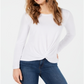 Style & Co Women's Twist-Front Draped Top White Size Petite XL