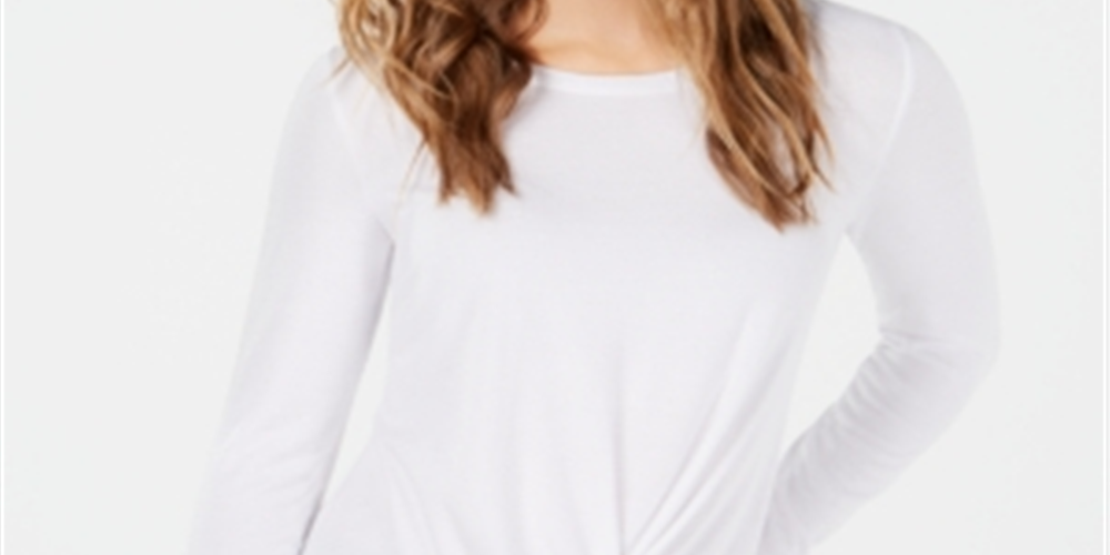 Style & Co Women's Twist-Front Draped Top White Size Petite XL