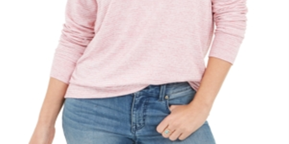 Style & Co Women's Stripe Hoodie Pink Size Small