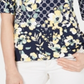 Charter Club Women's Floral-Print Ruffled-Sleeve Top Blue Size Small