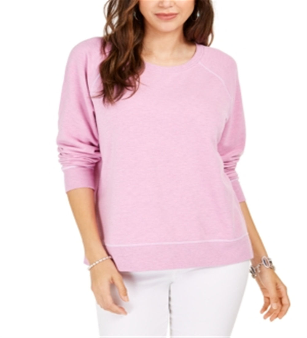 Style & Co Women's Contrast-Stitched Sweatshirt Pink Size X-Small