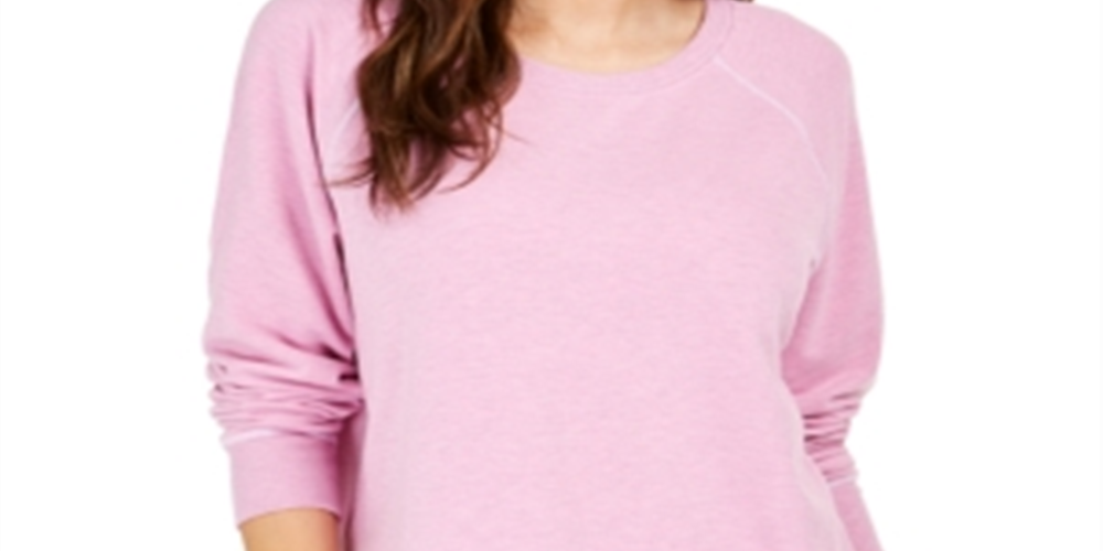 Style & Co Women's Contrast-Stitched Sweatshirt Pink Size X-Small