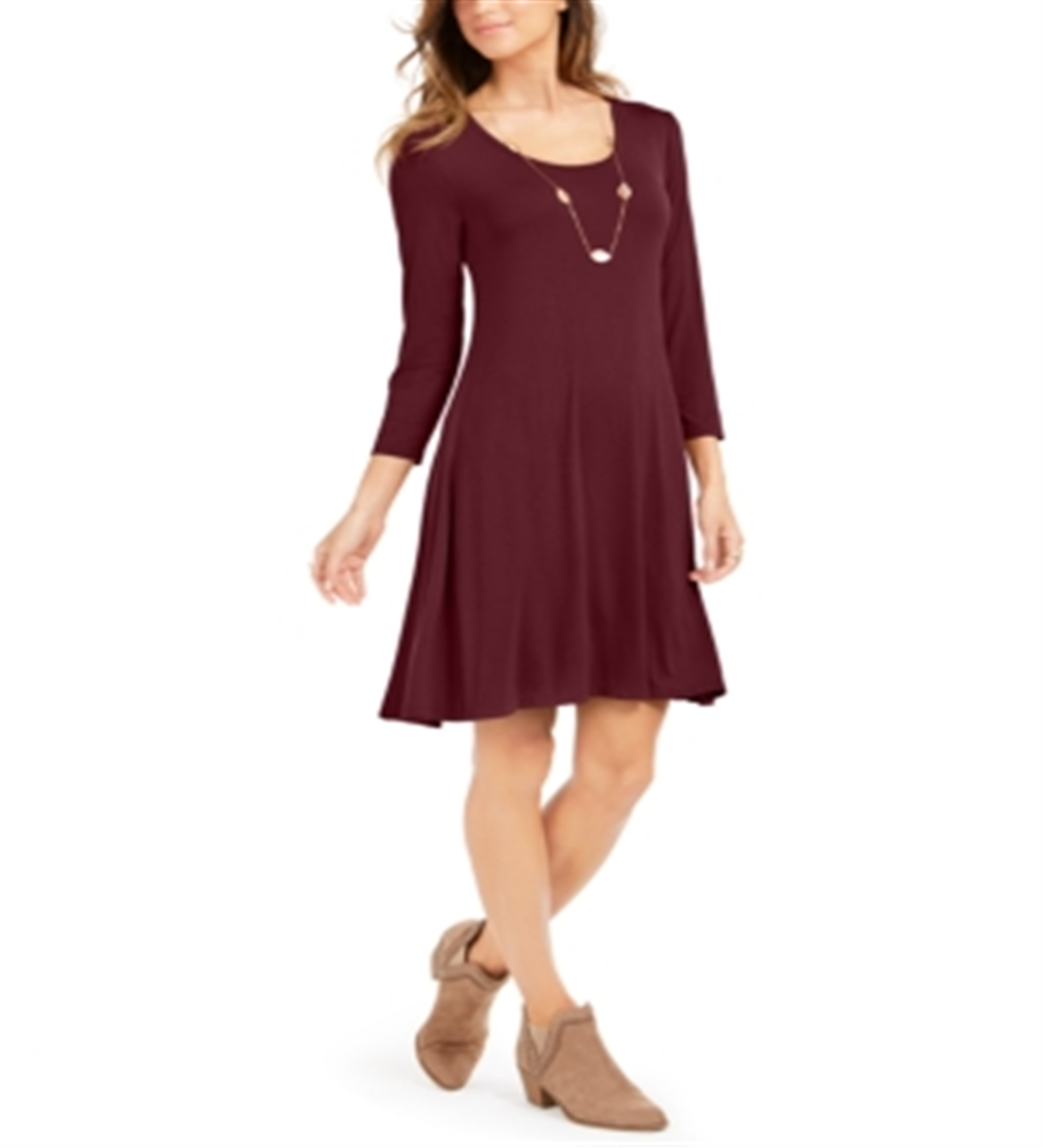 Style & Co Women's Swing Dress Red Size Small