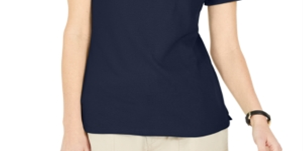 Karen Scott Women's Lace-up Layered-Look Top Blue Size Small