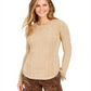 Charter Club Women's Metallic Crewneck Cable-Knit Sweater Brown Size X-Large