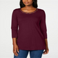 Karen Scott Women's Beaded Top Burgundy Size Small