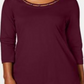 Karen Scott Women's Beaded Top Burgundy Size Small
