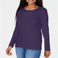 Karen Scott Women's Satin-Trim Scoop-Neck Top Purple Size Small