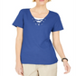 Karen Scott Women's Lace-up Layered-Look Top Blue Size Small