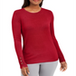 JM Collection Women's Petite Button-Cuff Crewneck Sweater Red Size Petite L