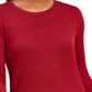 JM Collection Women's Petite Button-Cuff Crewneck Sweater Red Size Petite L