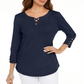 Karen Scott Women's Cotton Lace-up T-Shirt Blue Size Large
