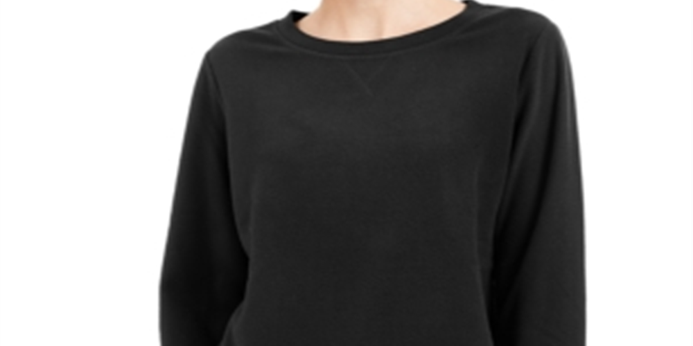 Karen Scott Women's Sport Fleece Sweatshirt Black Size X-Small