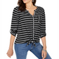 Style & Co Women's Printed Tie-Front Top Black Size X-Small