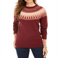 Style & Co Women's Fair Isle Crewneck Sweater Combo Red Size Petite
