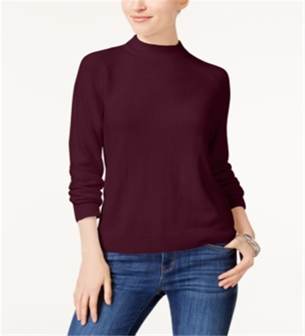 Karen Scott Women's Mock-Neck Sweater Wine Size Petite M