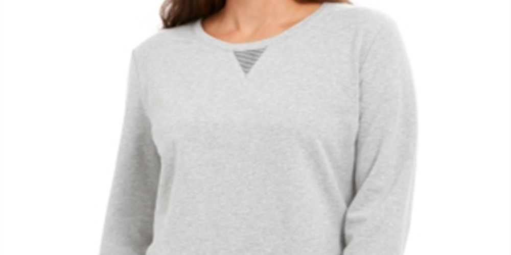 Karen Scott Women's Sport Contrast-Hem Sweatshirt Gray Size Small