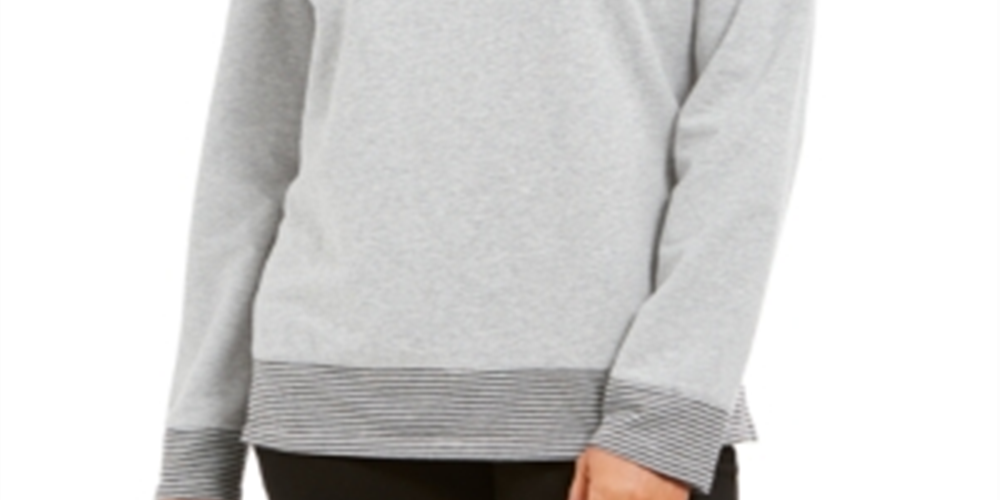 Karen Scott Women's Sport Contrast-Hem Sweatshirt Gray Size Small