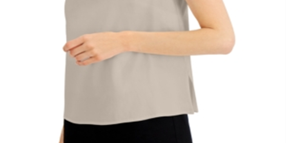 Alfani Women's Woven Linen Blend Shell Brown Size Medium