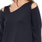 Alfani Women's Asymmetrical Cut-Out Top Navy Size Petite XL