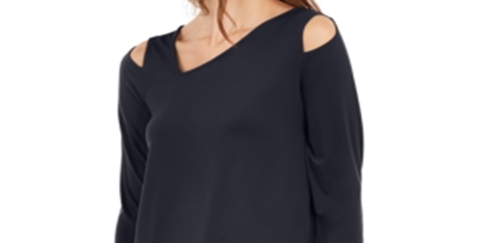 Alfani Women's Asymmetrical Cut-Out Top Navy Size Petite XL