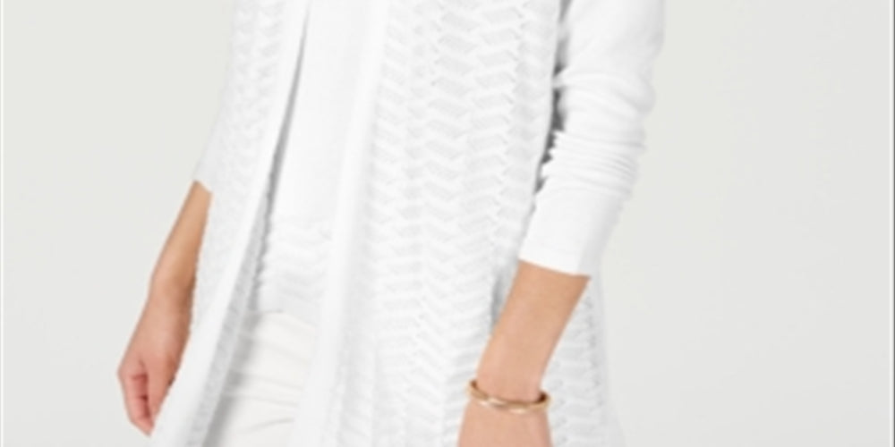 Charter Club Women's Textured Zigzag Cardigan White Size Small