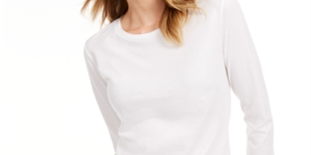 Maison Jules Women's 3/4-Sleeve Solid T-Shirt White Size XX-Large