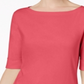 Karen Scott Women's Cotton Elbow-Sleeve Top Peony Coral Size Small