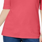 Karen Scott Women's Cotton Elbow-Sleeve Top Peony Coral Size Small