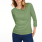 Maison Jules Women's 3/4-Sleeve Solid T-Shirt Green Size Large