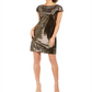 Vince Camuto Metallic Sheath Dress Gold Combo Size 8
