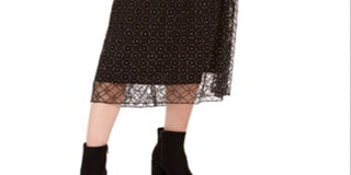 Bar III Women's Lace-Overlay Midi Skirt Black Size XX-Small